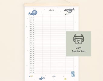Calendário familiar imprimível de 2026 com 5 colunas nos tamanhos A4 e A3, download instantâneo em PDF. Planejador familiar em alemão.