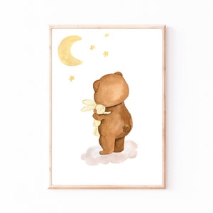Poster Kinderzimmer Bär & Kuscheltier · Kinderzimmer Bilder Geschenkidee Kinder Kinderzimmer Dekoration Babyzimmer Deko Baby Geschenk Geburt