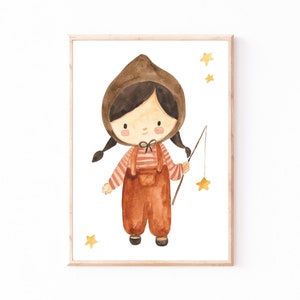 Poster Kinderzimmer Mädchen & Sterne · Kinderzimmer Bilder Geschenkidee Kinder Deko Kinderzimmer Dekoration Babyzimmer Baby Geschenk Geburt