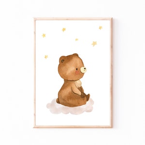 Poster Kinderzimmer Bär & Wolke · Kinderzimmer Bilder Tiere Geschenkidee Kinder Kinderzimmer Dekoration Babyzimmer Deko Baby Geschenk Geburt