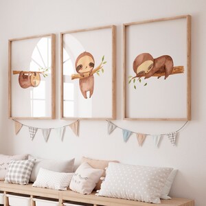 Posterset Kinderzimmer Faultier · Kinderzimmer Bilder Geschenkidee Kinder Dekoration Kinderzimmer Deko Babyzimmer Baby Geschenk Geburt