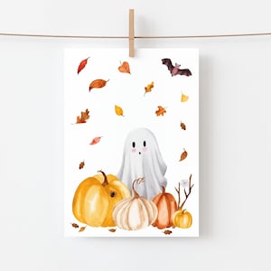 Karte Halloween Gespenst & Kürbis Einladung Halloweenparty Grußkarte Geschenkidee Dankeskarte Geburtstagskarte Herbstdeko, Halloweenkarte A6