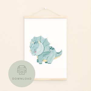 Kinderbild Dinosaurier Kinderposter Download Poster zum Ausdrucken Sofortdownload digitale Datei Bild Kinderzimmer Deko Babyzimmer Dino