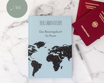 Herzabenteuer: Das Reisetagebuch für Paare A5 Hardcover Tagebuch für die Hochzeitsreise oder den gemeinsamen Urlaub | Mängelexemplar