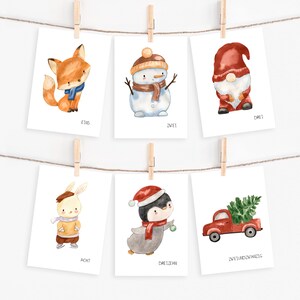 Adventskalender Karten 24 Karten zum Adventskalender Basteln mit Zahlen 1-24 & Illustrationen DIY Adventskalender Geschenkanhänger Advent A7