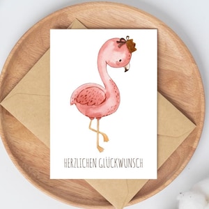 Karte Kindergeburtstag Flamingo · Glückwunschkarte Herzlichen Glückwunsch Geburtstagskarte Kind Karte Kindergeburtstag A6 Geburtstagswünsche