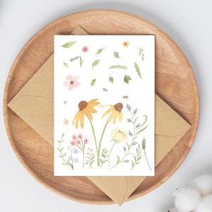 Karte Wildblumen · Blumengrüße Grußkarte Glückwunschkarte Geburtstag Geschenkidee Dankeskarte Geburtstagskarte  A6 Geschenk Blumenwiese