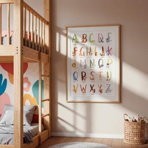 Children's ABC Poster with Animals, Alphabet Poster with Animals, Alphabet Picture, Children's Room ABC Poster, Letter Poster for Children, A4 & A3 Learning Poster ABC image 7