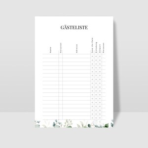 Pode incluir: Um modelo de lista de convidados imprim&iacute;vel com uma borda floral. O modelo inclui colunas para o nome, o n&uacute;mero de pessoas, o endere&ccedil;o, salvar a data, o convite, a resposta e o n&uacute;mero de pessoas.