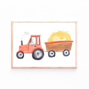 Poster Kinderzimmer Traktor &Anhänger · Kinderzimmer Bilder Geschenkidee Kinder Kinderzimmer Dekoration Babyzimmer Deko Baby Geschenk Geburt