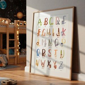 Children's ABC Poster with Animals, Alphabet Poster with Animals, Alphabet Picture, Children's Room ABC Poster, Letter Poster for Children, A4 & A3 Learning Poster ABC image 5