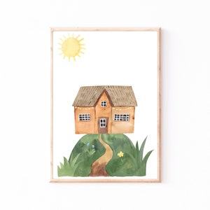 Poster Kinderzimmer Haus auf Berg · Kinderzimmer Bilder Geschenkidee Kinder Kinderzimmer Dekoration Babyzimmer Deko Baby Geschenk Geburt