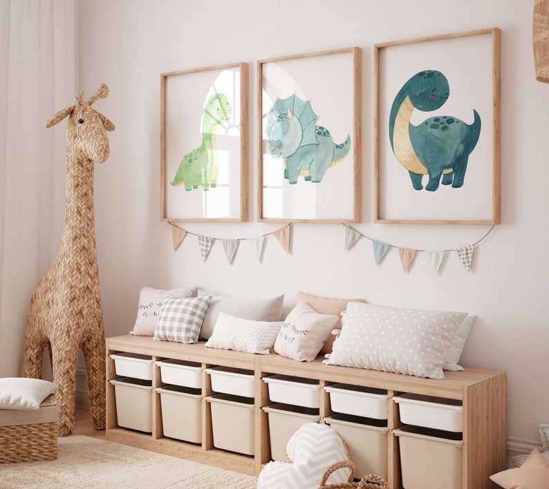 Poster Dinosaurier Set A4 A3 Kinderposter Poster Kinderzimmer Poster Baby Geschenk Junge Poster Kinder Dinoposter Deko Kinderzimmer Dino