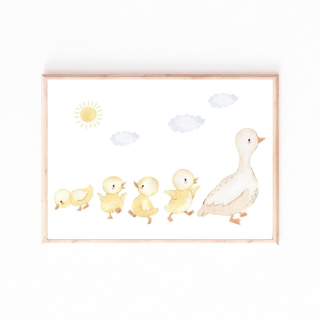 Duck Parade Poster for Children's Room · Animal Wall Art for Kids ...