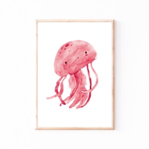 Poster Kinderzimmer Qualle pink · Kinderzimmer Bilder Tiere Geschenkidee Kinder Kinderzimmer Dekoration Babyzimmer Deko Baby Geschenk Geburt