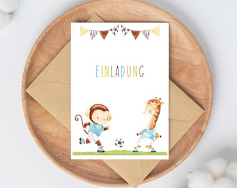 Football-themed children's birthday party invitation template (A6) · 1 / 5 / 10 invitation cards for children (set)