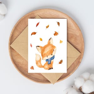 Karte Fuchs & Herbstlaub Grußkarte Herbstliebe Glückwunschkarte Geburtstag Geschenkidee Dankeskarte Geburtstagskarte Herbstdekoration DIN A6