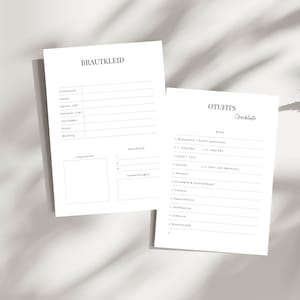 May include: A printable checklist for a bride to plan her wedding outfit. The checklist includes sections for the wedding dress, shoes, accessories, and more.