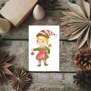 Mini-Weihnachtskarte Weihnachtselfin · Weihnachtskarten Set Karten zu Weihnachten Weihnachtsgeschenk Karte Weihnachten Geschenkanhänger A7