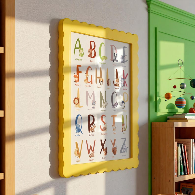 Children's ABC Poster with Animals, Alphabet Poster with Animals, Alphabet Picture, Children's Room ABC Poster, Letter Poster for Children, A4 & A3 Learning Poster ABC image 6