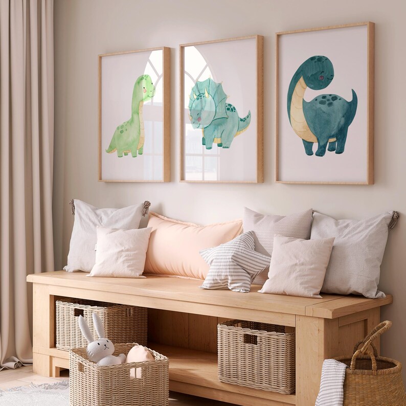 Dinosaur Poster Set A4 & A3 Children's Posters, Kids' Room, Dinosaur Pictures, Baby Room Picture, Dinosaur Posters, Baby and Children's Gift, 3-Piece Set image 6