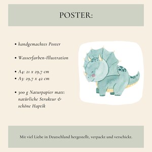Dinosaur Poster Set A4 & A3 Children's Posters, Kids' Room, Dinosaur Pictures, Baby Room Picture, Dinosaur Posters, Baby and Children's Gift, 3-Piece Set image 8
