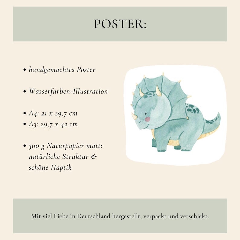 Dinosaur Poster Set A4 & A3 Children's Posters, Kids' Room, Dinosaur Pictures, Baby Room Picture, Dinosaur Posters, Baby and Children's Gift, 3-Piece Set image 8