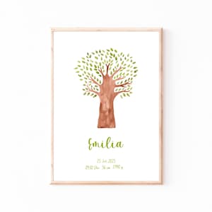 Geburtsposter personalisiert Baum Name & Geburtsdatum Geschenkidee Geburt Baby Geschenk Babyzimmer Dekoration Namensposter Lebensbaum Taufe