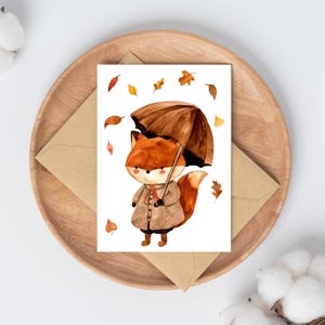 Karte Füchsin & Herbstlaub Grußkarte Herbstliebe Glückwunschkarte Geburtstag Geschenkidee Dankeskarte Geburtstagskarte Herbstdeko DIN A6