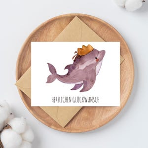 Karte Kindergeburtstag Delfin · Glückwunschkarte Herzlichen Glückwunsch Geburtstagskarte Kind Karte Kindergeburtstag A6 Geburtstagswünsche