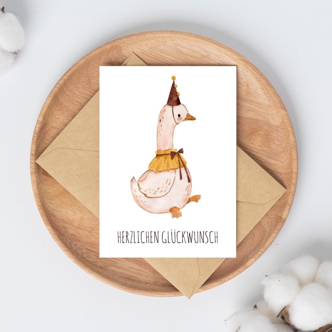 Goose Greeting Card · A6 Birthday Card With "happy Birthday" Message ...
