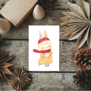 Mini-Weihnachtskarte Winter-Hase, Weihnachtskarten Set Karten zu Weihnachten Weihnachtsgeschenk Karte Weihnachten Geschenkanhänger A7