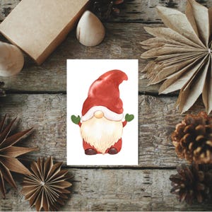 Mini-Weihnachtskarte Weihnachtsgnom  Weihnachtskarten Set Karten zu Weihnachten Weihnachtsgeschenk Frohe Weihnachten Karte Geschenkkarte A7