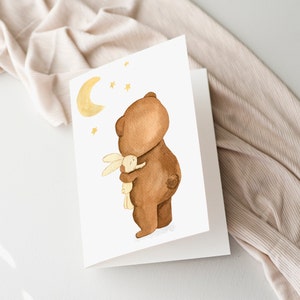 Klappkarte Bär mit Kuscheltier Karte Baby Grußkarte "Ich vermisse Dich" DIN A6 "Du fehlst mir" Karte Vermissen, Kleiner Bär, Trostkarte