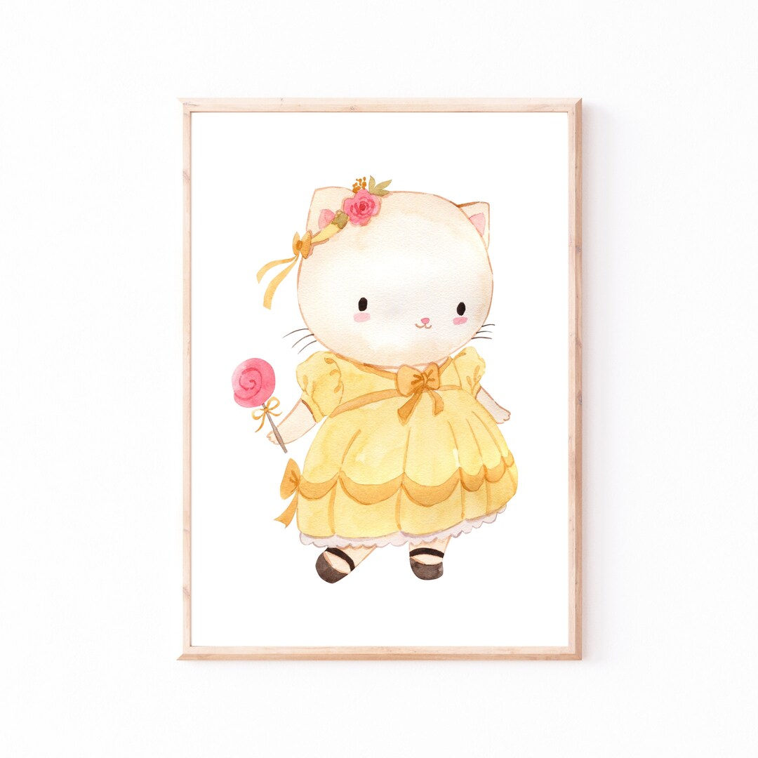 Cat Poster for Kids' Room · Animal Wall Art for Children · Baby Room ...