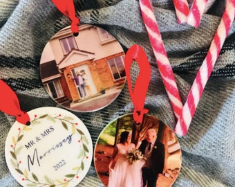 Personalised Ceramic Christmas Bauble (with Photograph)