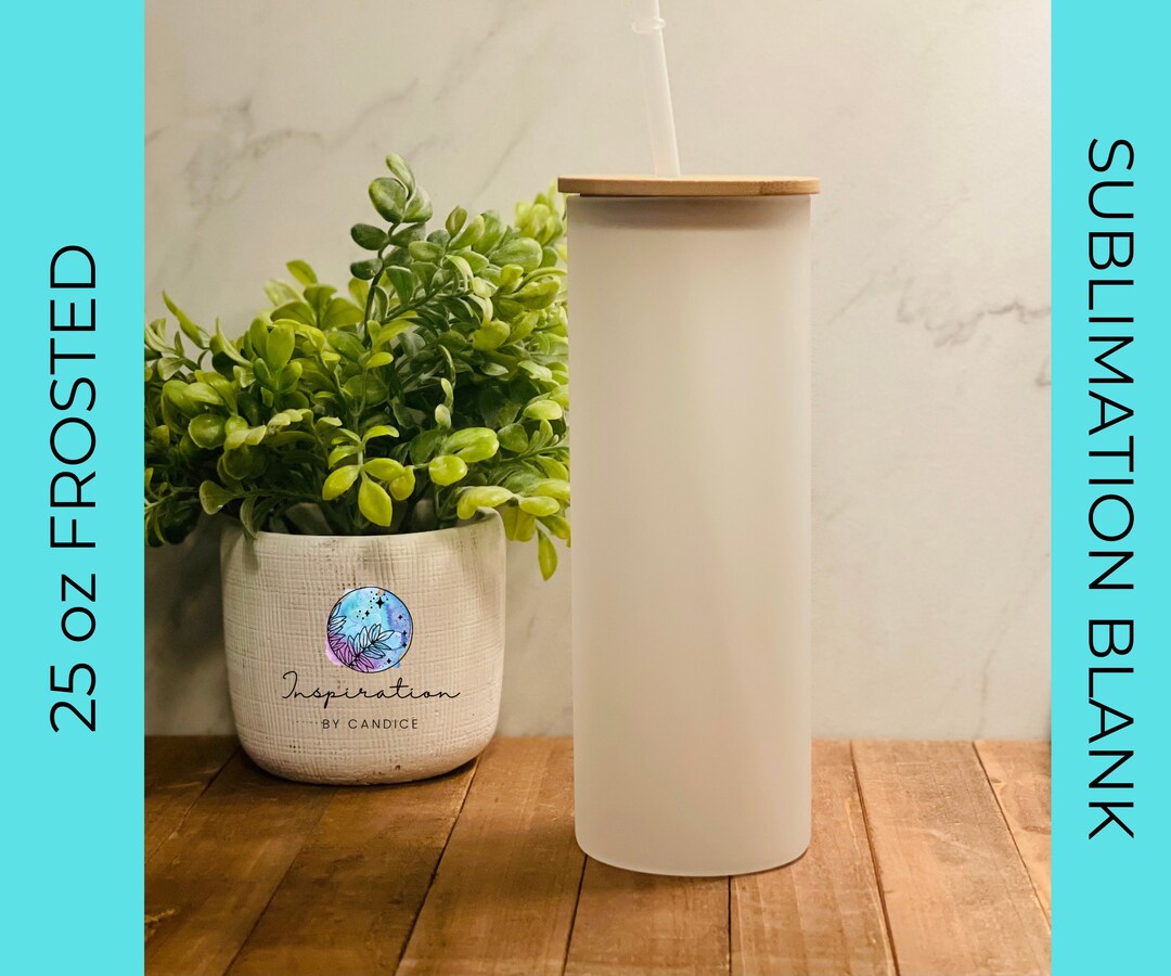 CLEARANCE SALE 25 Oz Frosted Glass Tumbler Blank Bamboo Lid Etsy
