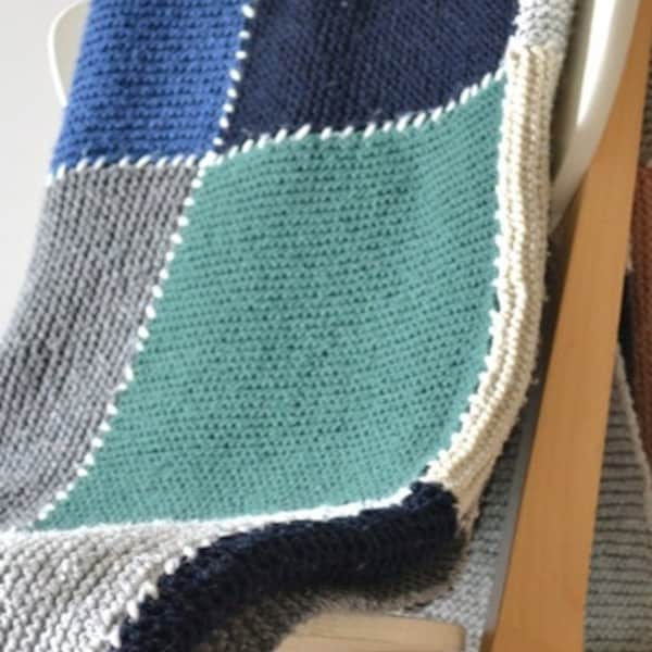 Motif de tricot de couverture facile à bricolage, tutoriel photo de motif de jeté de tricot, couverture pdf tricotée de pendaison de crémaillère, motif afghan facile, couverture en tricot facile