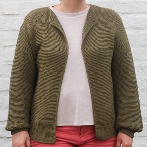 Stillwater Garter Stitch Cardigan Pattern Top Down Raglan Knit Cardigan Pattern