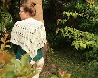 Gathering Driftwood Crochet shawl pattern, elegant triangle scarf pattern for beginner, an easy lace shawl crochet pattern PDF