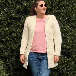 Biased Cardigan knitting pattern, chunky knit sweater cardigan pattern size XS to 5XL, sweater knitting pattern for women coat pattern, PDF image 1