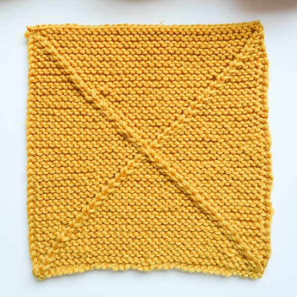 Knit Blanket Square, X Marks the Spot Afghan Square Knitting Pattern, 8" (adjustable) blanket knit square pattern with easy cables