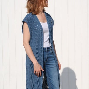 Sleeveless Cardigan Knitting Pattern,women Long Vest Knit Pattern,ladies  Classic Knit Vest Pattern,winter Prairei Vest,long Line Cardigan 