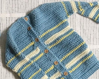 Crochet baby sweater pattern, crochet boy sweater pattern size newborn - 10 year, baby cardigan crochet pattern