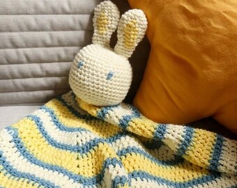 Crochet bunny lovey pattern, crochet lovey pattern for babies, lovie crochet pattern, bunny lovey crochet pattern, crochet lovey animal, PDF