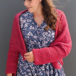 Knit shrug pattern, worsted yarn knit shawl pattern, knit poncho cocoon cardigan top pattern, shoulders cover-up shrug knitting pattern