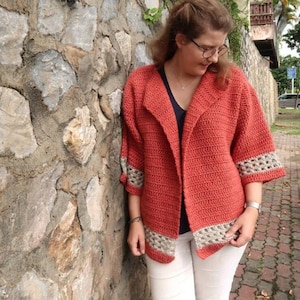 Padrão de cardigan de crochê robusto, padrão de suéter de crochê de kimono, cardigan frontal aberto, padrão de colete de crochê de cardigan grande