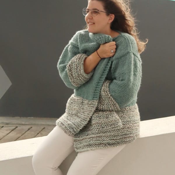 Long knit cardigan pattern, knit coat pattern, oversized cardigan knitting pattern, knit jacket pattern, chunky wool cardigan PDF pattern
