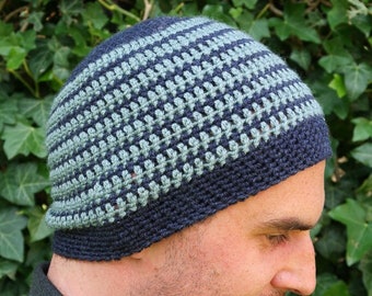 Patrón de gorro de crochet para hombre, patrón de gorro de crochet clásico fácil para hombre en 2 tamaños, patrón de crochet de sombrero de peso peinado, descarga digital