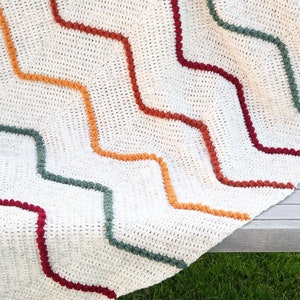 Crochet chevron blanket pattern, beginner crochet blanket pattern, ripple afghan throw blanket crochet pattern, easy crochet blanket